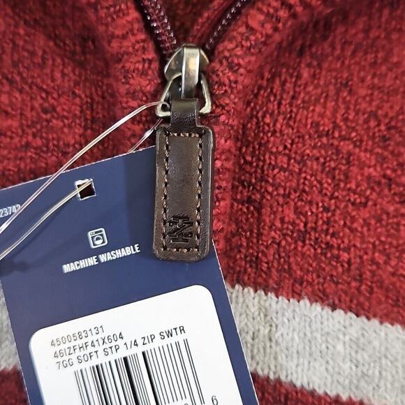 Izod Sweater Men's 4X Big & Tall Red & Grey 1/4 Zip Long Sleeve NWT Quiet Luxury - Picture 5 of 16